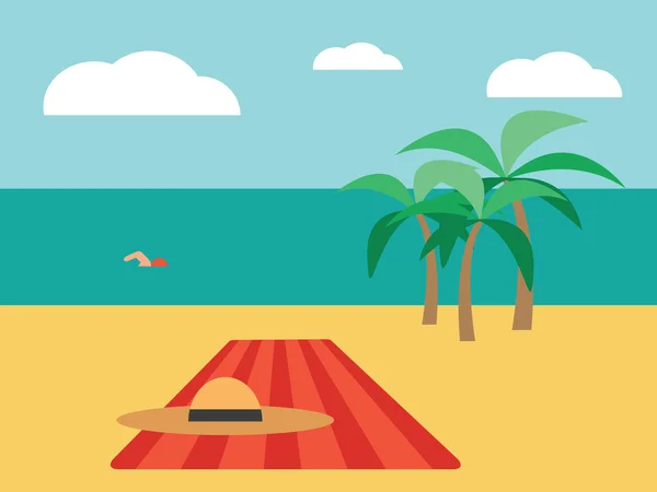 Fondo de verano con playa y mar, vector — Vector de stock