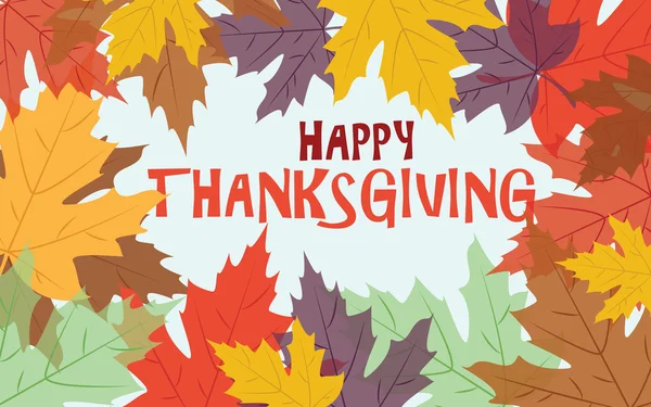 Счастливого Дня Благодарения с осенними листьями, векторными картами — стоковый вектор