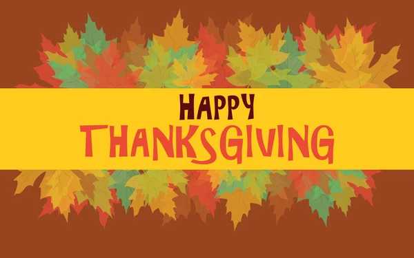 Feliz Día de Acción de Gracias con hojas de otoño, tarjeta vectorial — Archivo Imágenes Vectoriales