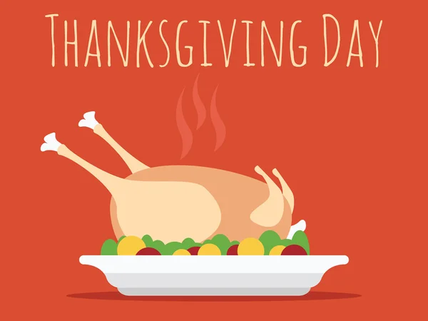 Thanksgiving day met Turkije vectorillustratie — Stockvector