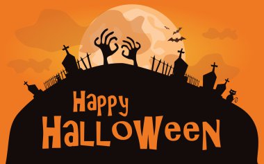 Cadılar Bayramı arka plan. vektör çizim mezarlığı ile