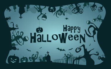 Cadılar Bayramı sınır arka plan vektör çizim