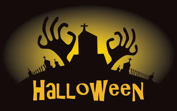 Fond d'Halloween. Illustration vectorielle avec cimetière — Image vectorielle