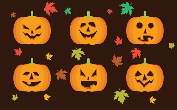 Vector de Halloween, conjunto de iconos de calabazas — Vector de stock