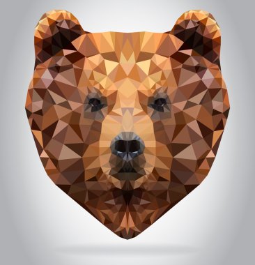 Grizzly Bear head vector isolated geometric illustration clipart