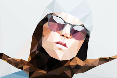 moda kadın portre vektör geometrik çizim modern
