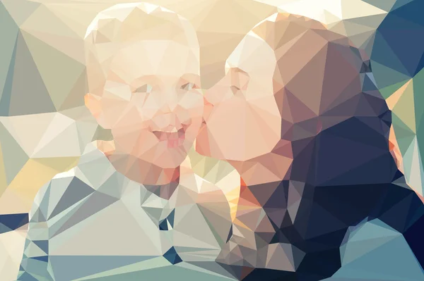 Máma a dítě portrét vektor geometrické ilustrace Royalty Free Stock Vektory