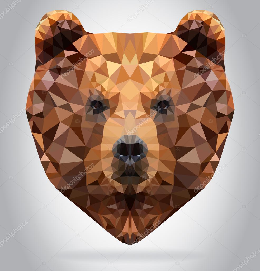 Grizzly Bear head vector isolated geometric illustration — Stock Vector