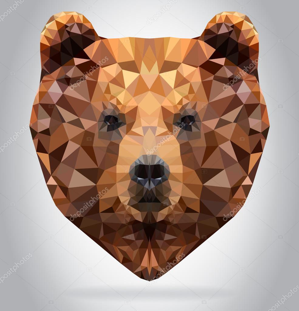 Grizzly Bear head vector isolated geometric illustration