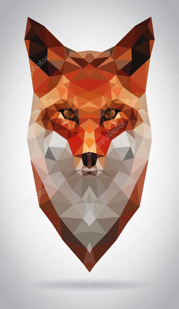 Fox head vector isolated geometric modern illustration