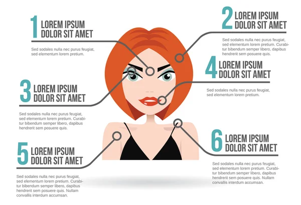 Woman face infographic, vector illustration — Stock Vector