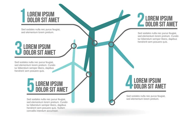 Infográfico de turbinas eólicas, ilustração vetorial — Vetor de Stock