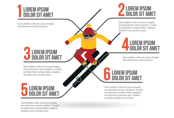 Инфографическая векторная иллюстрация лыжников — стоковый вектор