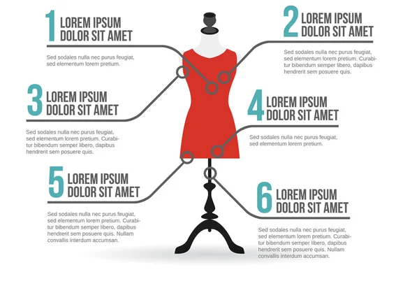 Mannequin in jurk infographic, vectorillustratie — Stockvector