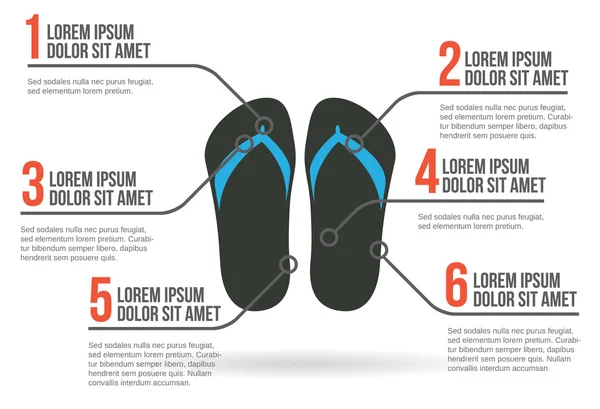 Flip-flops infográfico, ilustração vetorial — Vetor de Stock