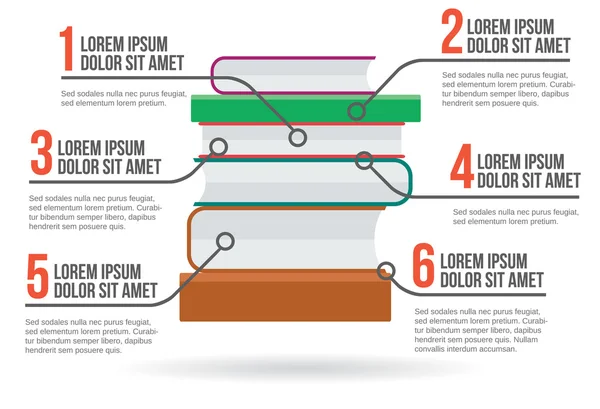 Libros ilustración vectorial infografía — Vector de stock