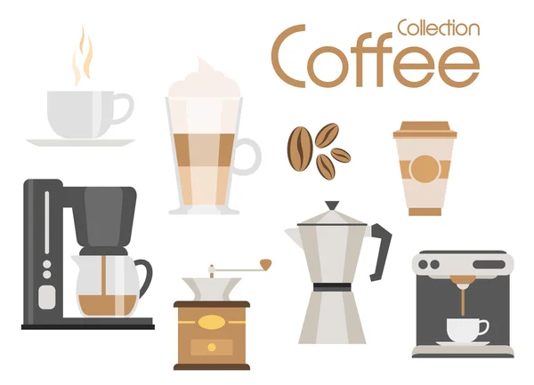 Conjunto de iconos de café, elementos de diseño vectorial — Vector de stock