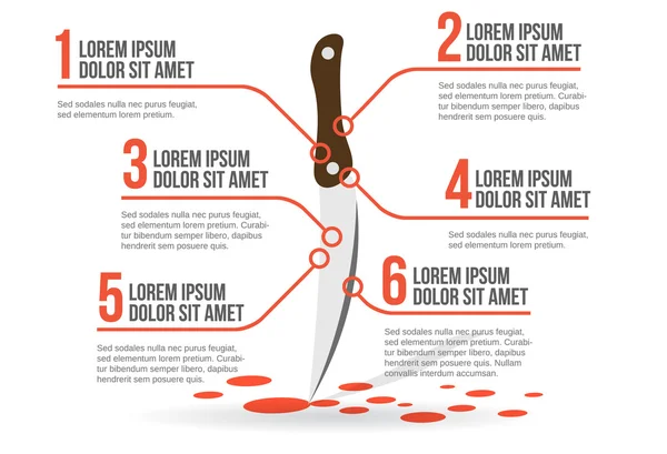 Faca com sangue, ilustração vetorial infográfica — Vetor de Stock