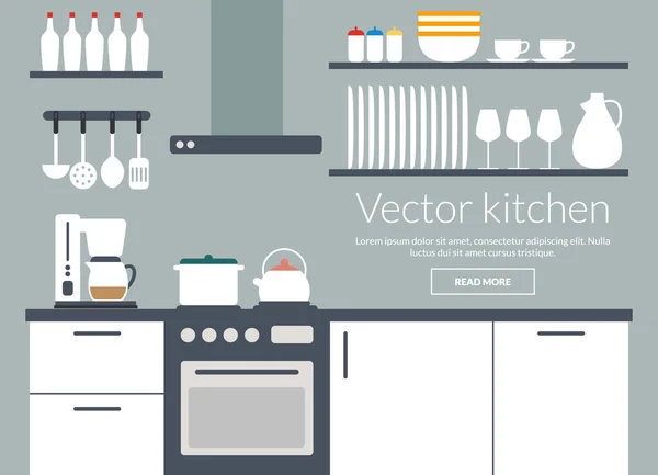 Mutfak iç vektör illustriation kartı