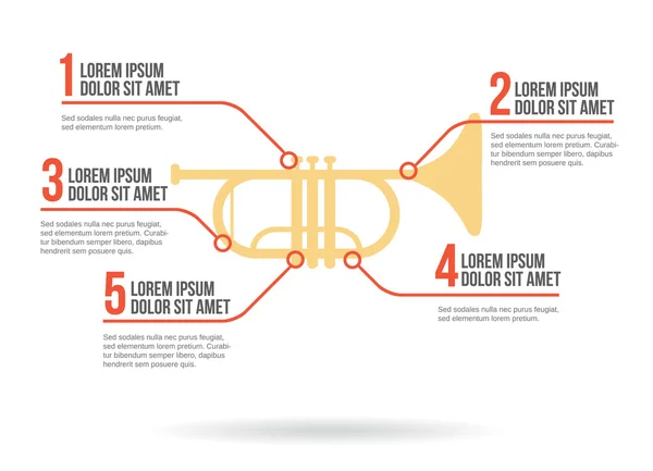 Trompet enstrüman simge vektör Infographic — Stok Vektör