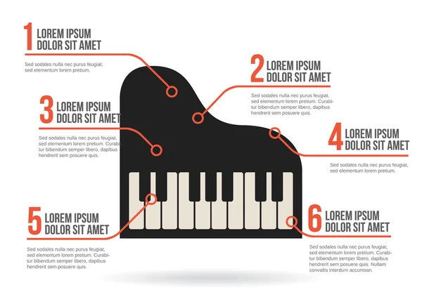 Piano toetsenbord pictogram vector infographic — Stockvector