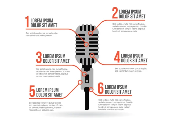 Old microphone icon vector infographic — Stock Vector