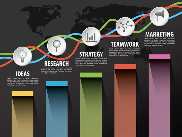 Timeline-Infografik mit Vektorsymbolen — Stockvektor