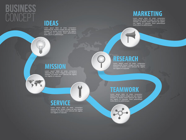 Timeline infographic with vector icons