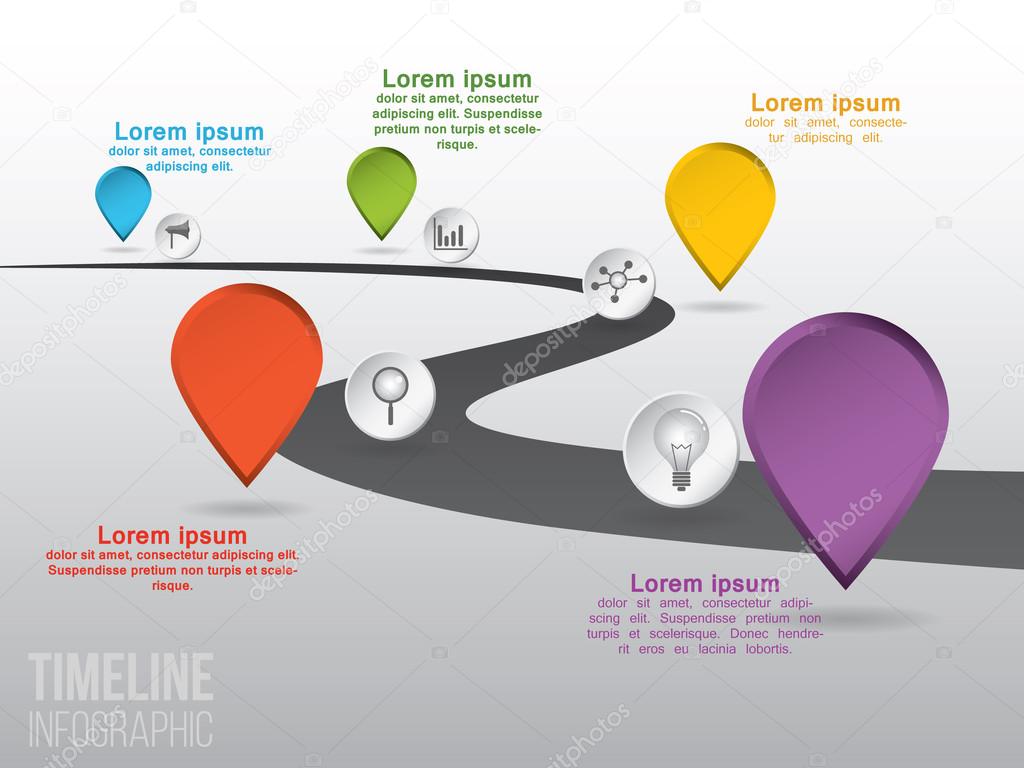 Timeline infographic with vector icons