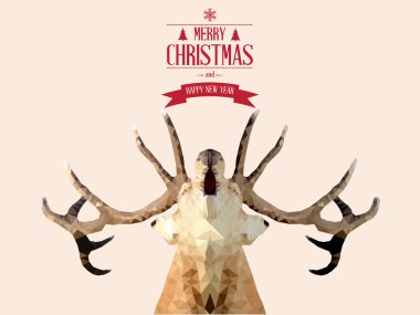 Neşeli Noel kartı ile geyik, vektör