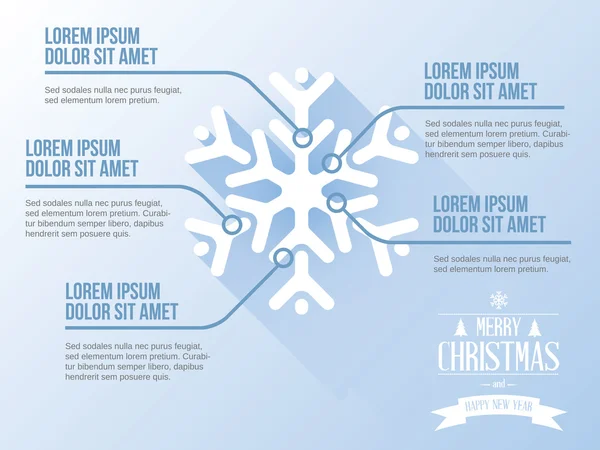 Snow flake Merry Christmas vektör Infographic — Stok Vektör