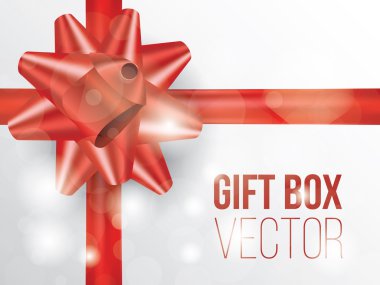 Kırmızı yay yer için metin kutusu hediye, vektör