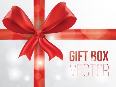 Kırmızı yay yer için metin kutusu hediye, vektör