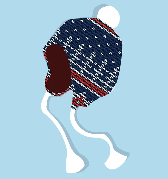 Boné de inverno tricotado com jacquard, vetor isolado —  Vetores de Stock