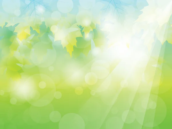 夏や春の日当たりの良い緑の葉の背景のベクトル — ストックベクタ