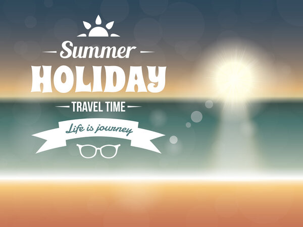 Векторный дизайн летней типографии, пляж на закате
