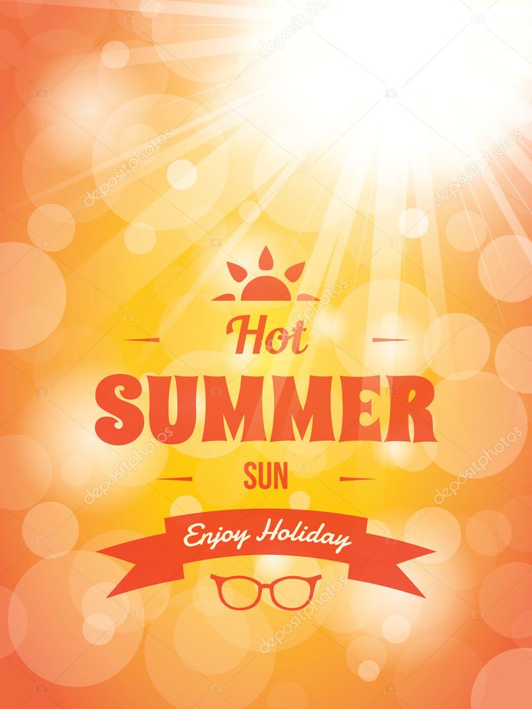Summer typography vector design hot sun burst