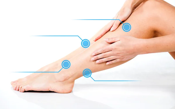 Догляд за шкірою ніг, інфографічні стрілки — стокове фото