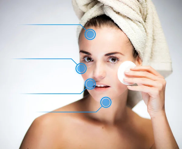 Perawatan kulit dan wajah yang sehat dengan panah infografis — Stok Foto