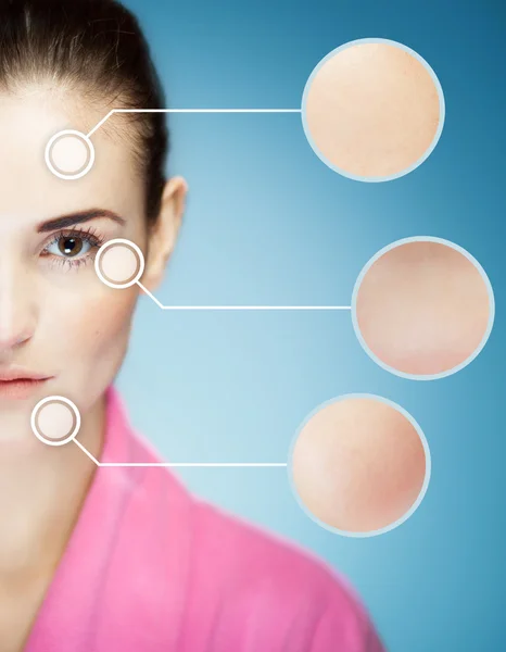 Skin care and healthy face with infographic arrows — Stock Photo, Image