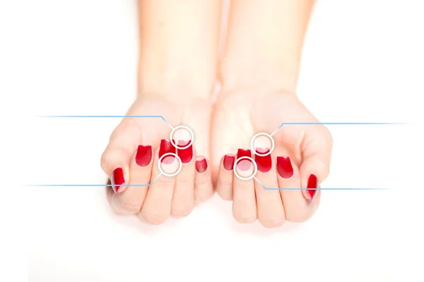 Perfect nails manicure with nail polish infographic — Stock Photo, Image