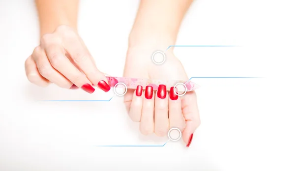 Manicure with nail file infographic instruction — Stock Photo, Image