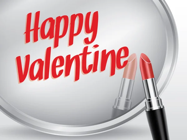 Feliz San Valentín escrito por lápiz labial rojo en el espejo, vector — Archivo Imágenes Vectoriales