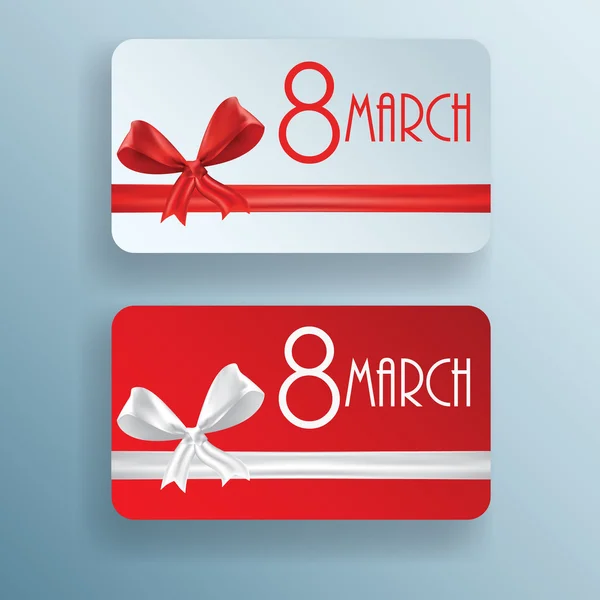Gift card voor 8 maart dag van de vrouw, vector set — Stockvector