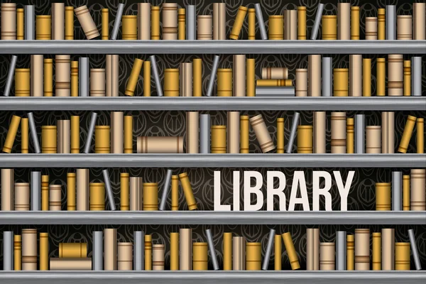Библиотечная книжная полка, бесшовная векторная иллюстрация — стоковый вектор