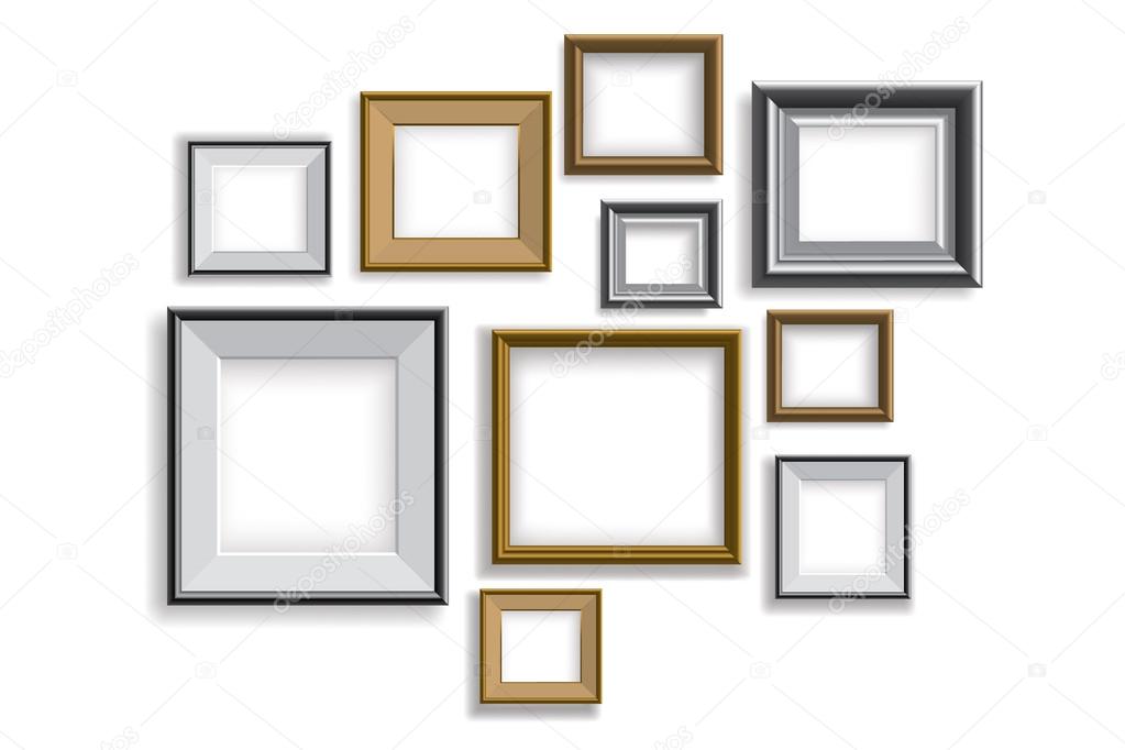 Realistic picture frames vector set illustration background