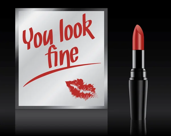 You look fine written on mirror by lipstick, vector — Stock Vector