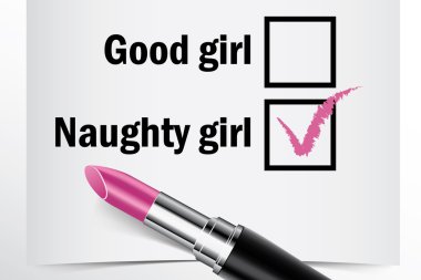 Tick box with lipstick, Good or Naughty Girl concept of woman choice clipart