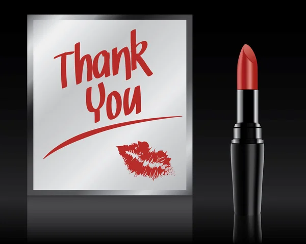 Thank You written on mirror by lipstick, vector — Stock Vector