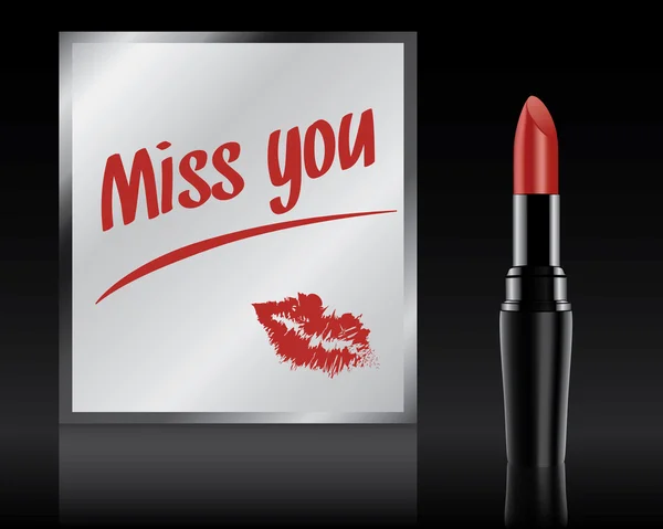 Miss you written on mirror by lipstick, vector — Stock Vector